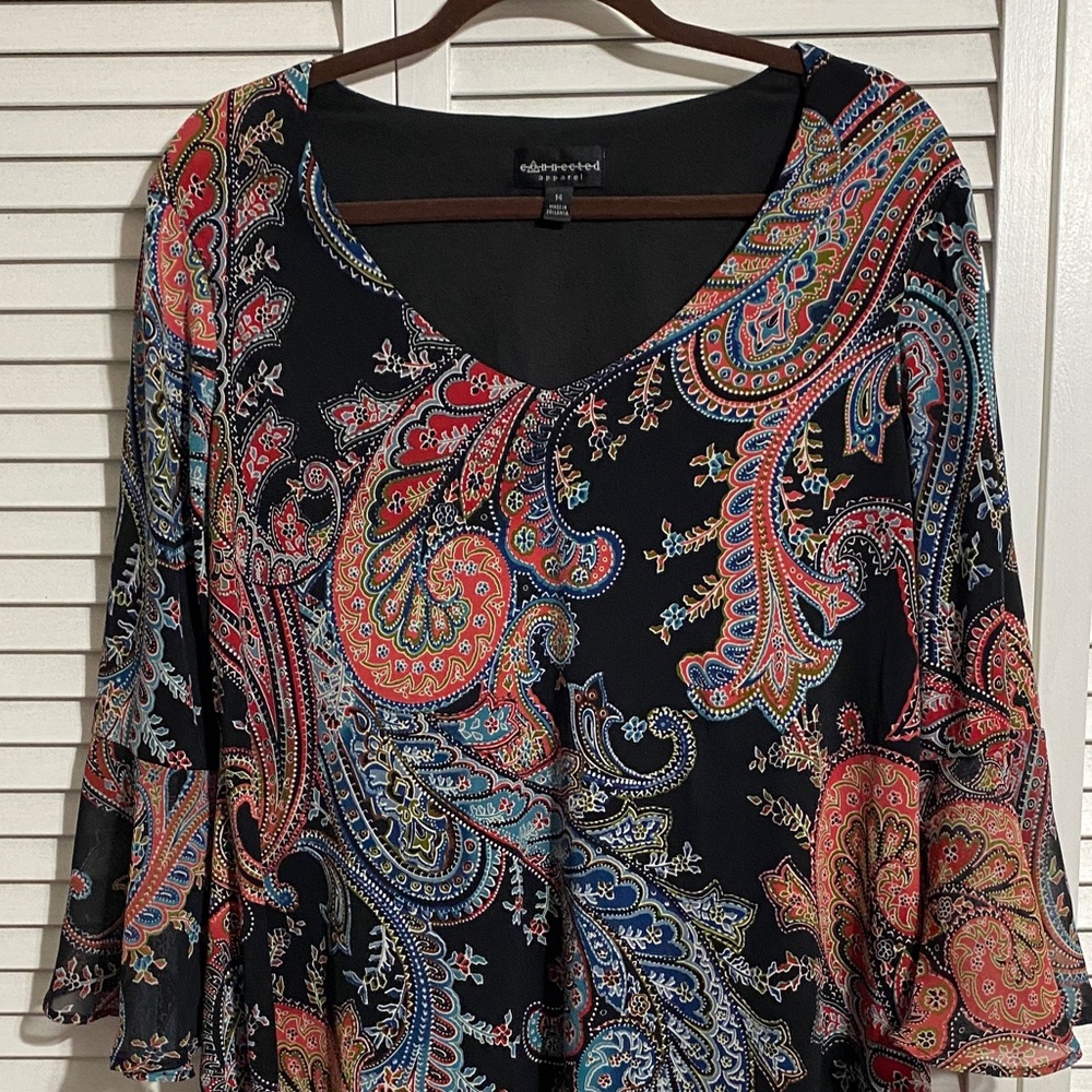 Connected Apparel Black Paisley Dress